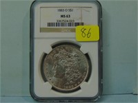 1883-O Morgan Silver Dollar - NGC Graded MS-63