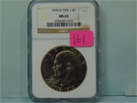 1976-D Type 1 Eisenhower Ike Dollar - NGC MS-65