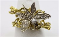 Ladies Butterfly/Dragonfly Gold Ring Marked 18kt