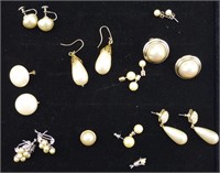 9 Pair Pearlesque Earrings, Pins, Misc