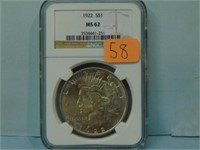 1922 Peace Silver Dollar - NGC Graded MS-62