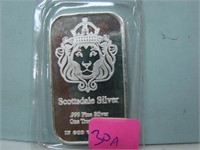 Scottsdale Silver Art Bar Lion Head One Ounce