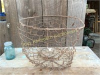 large rusty kasper wire works corn shuck basket
