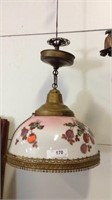 Antique Hand Painted Shade Hanging Lamp