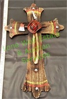 Small Fireman Wall Cross with Hose, Axe & Hat