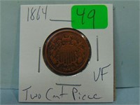 1864 United States Two Cent Coin - VF