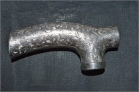Silver Etched Cane Handle (unmarked)