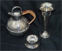4 pcs Silverplate Lot Water Pitcher Vase & Bowl