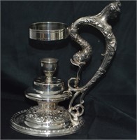 Ornate Silver Plate Candle Holder / Lamp