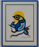 Inuit Framed  Painting - Signed Peter Kakegamic