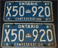 Pair Ontario Centennial Confederation Plates '67