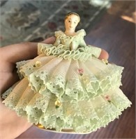 Irish Dresden doll that is about 3.75" tall