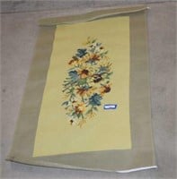 Large Vtg Floral Needlework Piece