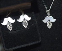 Sterling Necklace and Earring Set w/ Mother of