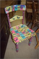 Chair Decorated w/ Fabric and Paint