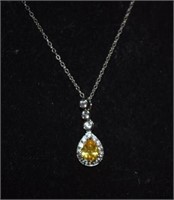 Sterling Silver Pendant w/ Yellow Tourmaline and