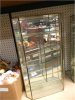 MIRRORED DISPLAY CASE WITH BRASS & GLASS