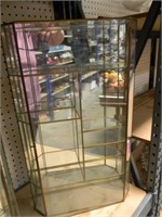 MIRRORED DISPLAY CASE WITH BRASS & GLASS