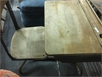 Vintage School Desk with hole for holding ink
