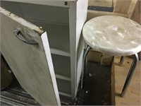 metal cabinet and stool