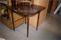 Drop Leaf Corner Table w/ Carved Bird and Leaves