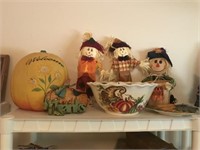 Autumn Decor with 11" ceramic pumpkin