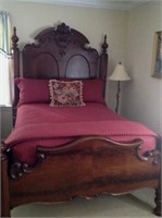 Very nice walnut carved Victorian double bed