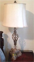Decorative metal and glass lamps, x2