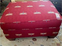 Large ottoman with dragonfly fabric