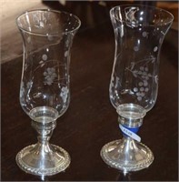 Pair of Sterling Silver Candle Holders w/ Etched