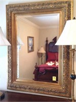 Gold frame beveled mirror