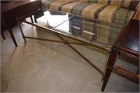 Glass Topped Vtg Metal Coffee Table