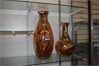 Two Art Glass Vases in Brown Tones