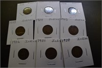 (9) Indian Head Pennies - Date Range 1900-1909