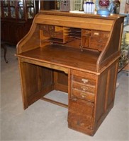 Antique American Oak Roll Top Desk w/ Original