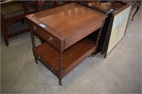 Two Tier Solid Wood End Table w/ Drawer