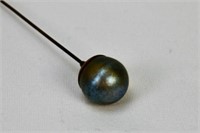 Loetz' Type Iridescent Glass Sphere Hatpin
