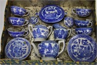 Blue Willow Porcelain Childrens Dishes Set