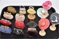 Miniature Handbags and Hats on Stands Ceramics