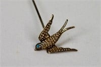 Sterling Silver Swallow Figural Hatpin