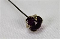 Amethyst and Sterling Silver Hatpin