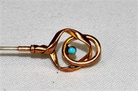 Gold Entwined Scroll with Turquoise Hatpin