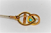 Gold Interlocking Ring and Teardrop Hatpin