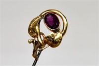 Oval Amethyst in Gold Plate Setting Hatpin