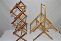 Two Small Wooden Folding Clothes Racks