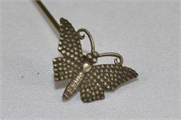 Simulated Marcasite Metal Figural Butterfly Hatpin
