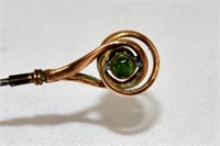 Entwined Scroll with Emeralds Gold Plate Hatpin