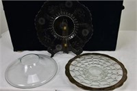 Three Large Glass Serving Pieces