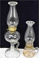 Two Glass Kerosene Finger Lamps