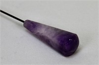 Natural Amethyst Agate Panelled Teardrop Hatpin